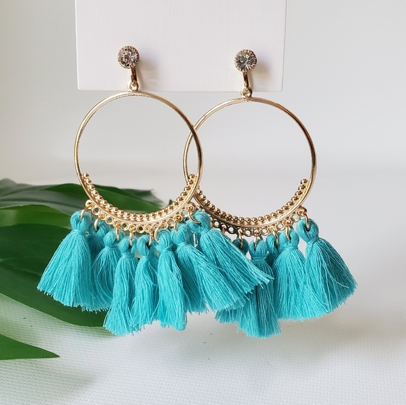 fringe tassel hoop dangling Earrings Jewelry - Clip On Tassel Lightweight Earrings